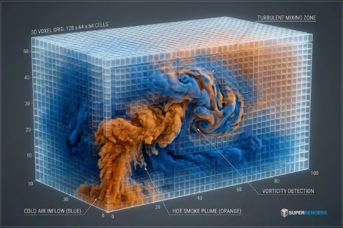 fumefx voxel grid system for smoke and fire simulation