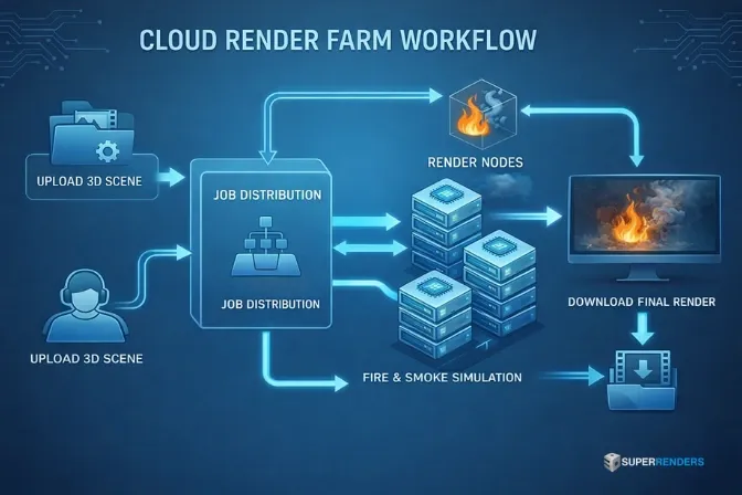 fumefx render farm workflow for fire and smoke simulation rendering
