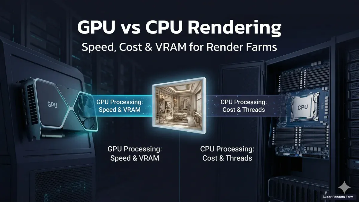 Rendu GPU vs rendu CPU : guide pratique pour les fermes de rendu cloud