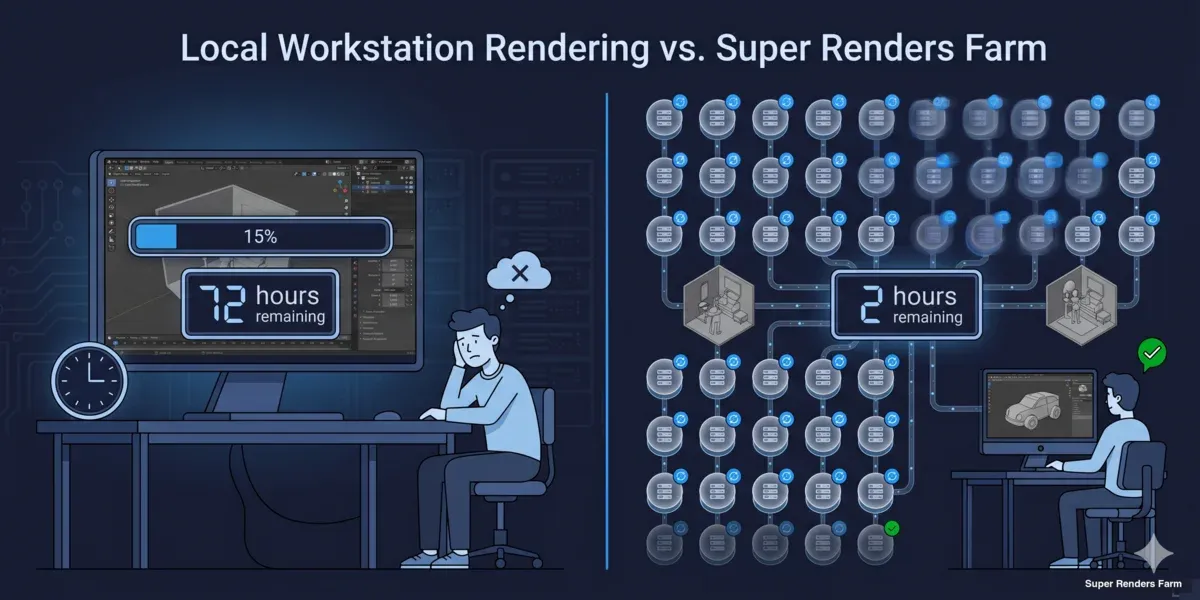 Cloud rendering vs local rendering comparison for Blender