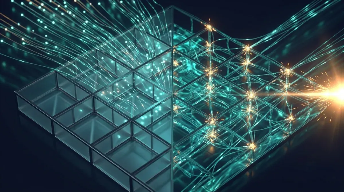 Plano de arquitectura limpo versus realidade caótica de produção