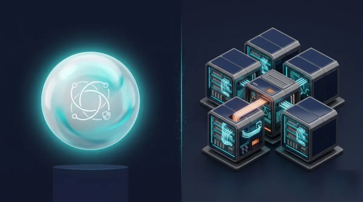 A SaaS managed render farm — a shared, vendor-operated service behind an upload-and-render surface — set against a dedicated single-tenant cluster of customer-controlled render nodes.
