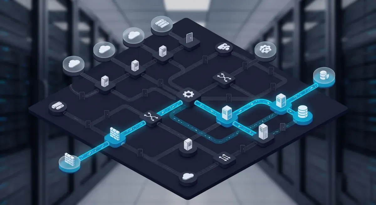 A least-privilege access map where only the specific node-to-node routes each role needs are open — a worker reaches the cache, manager, and monitoring host and nothing else — while every other path stays closed.