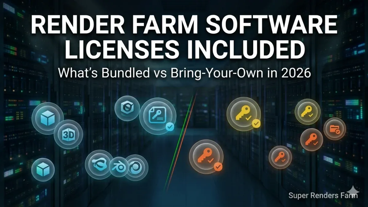 Licenze software incluse nella render farm nel 2026: copertura per renderer e DCC